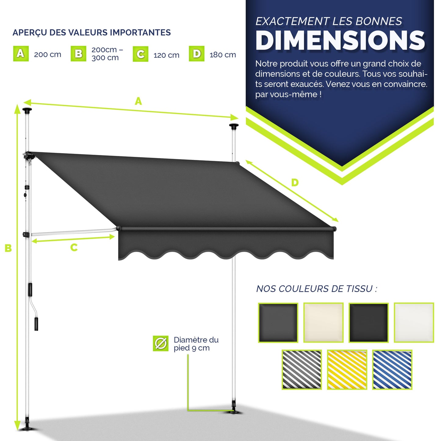 Store banne, Gris pour balcon – vue détaillée 43