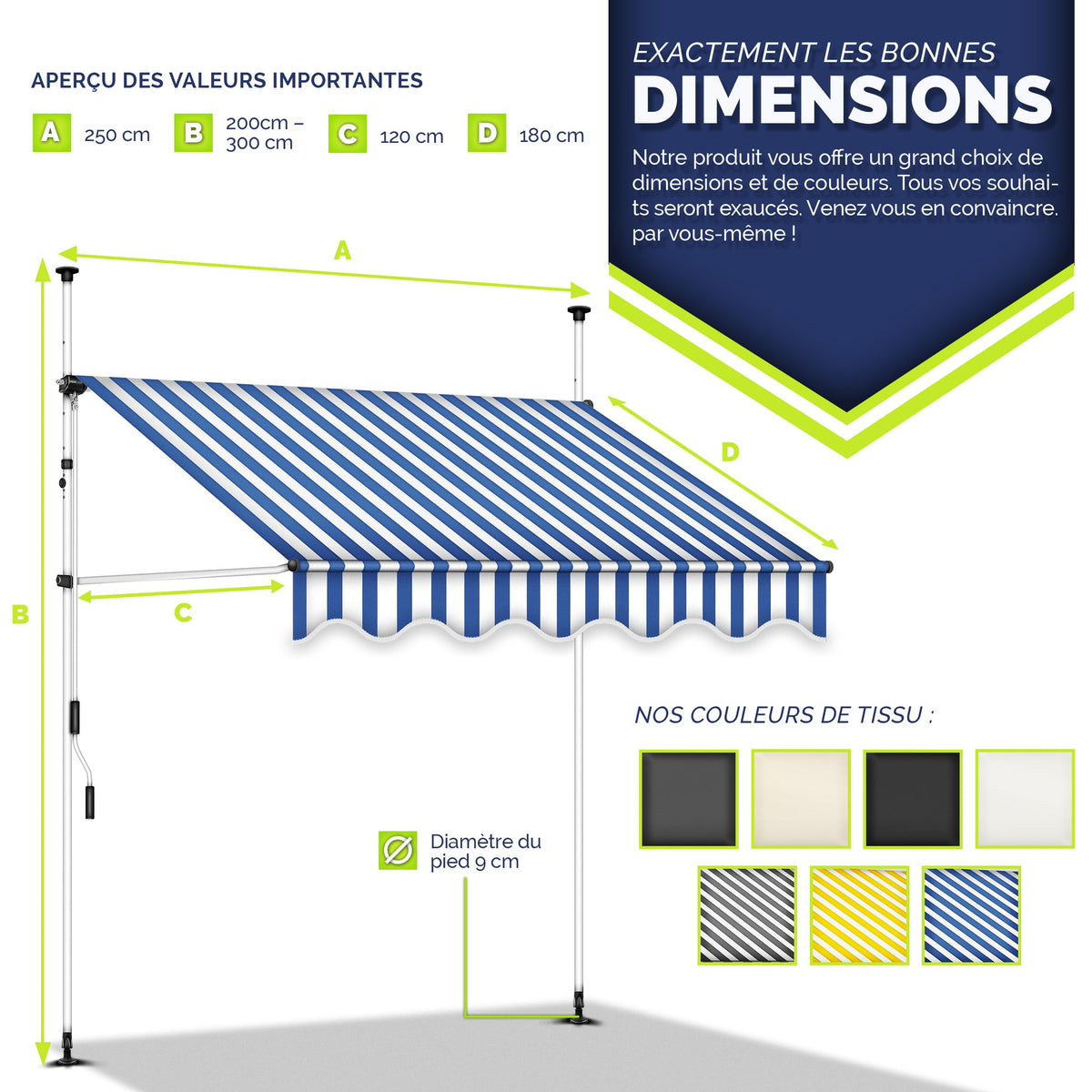 Store banne, Gris pour balcon – vue détaillée 59