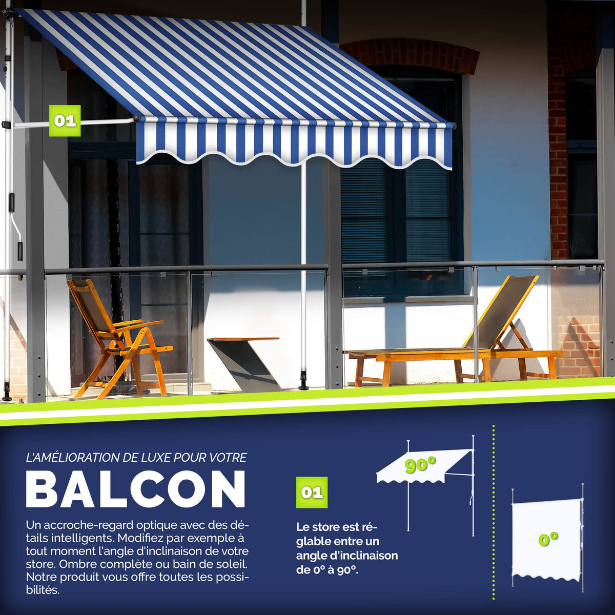 Store banne, Gris pour balcon – vue détaillée 84