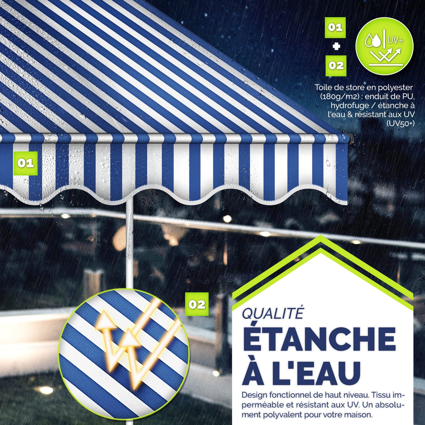 Store banne, Gris pour balcon – vue détaillée 86
