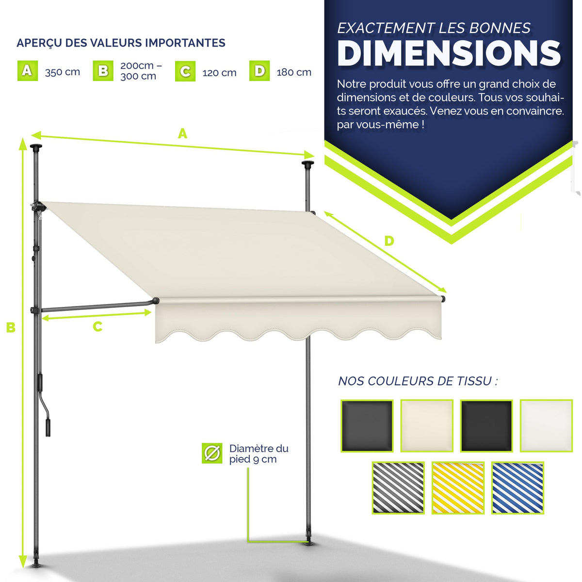 Store banne, Gris pour balcon – vue détaillée 90