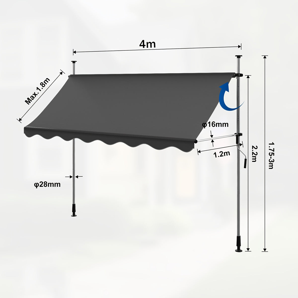 Store banne, Gris pour jardin – vue détaillée 8