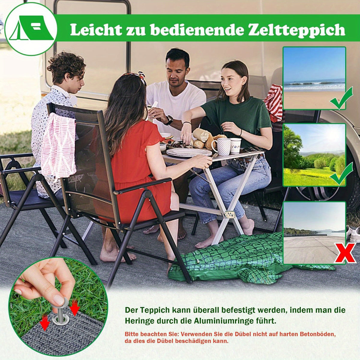 Store banne, sols de tente pliables pour la randonnée pour jardin et balcon – vue détaillée 6