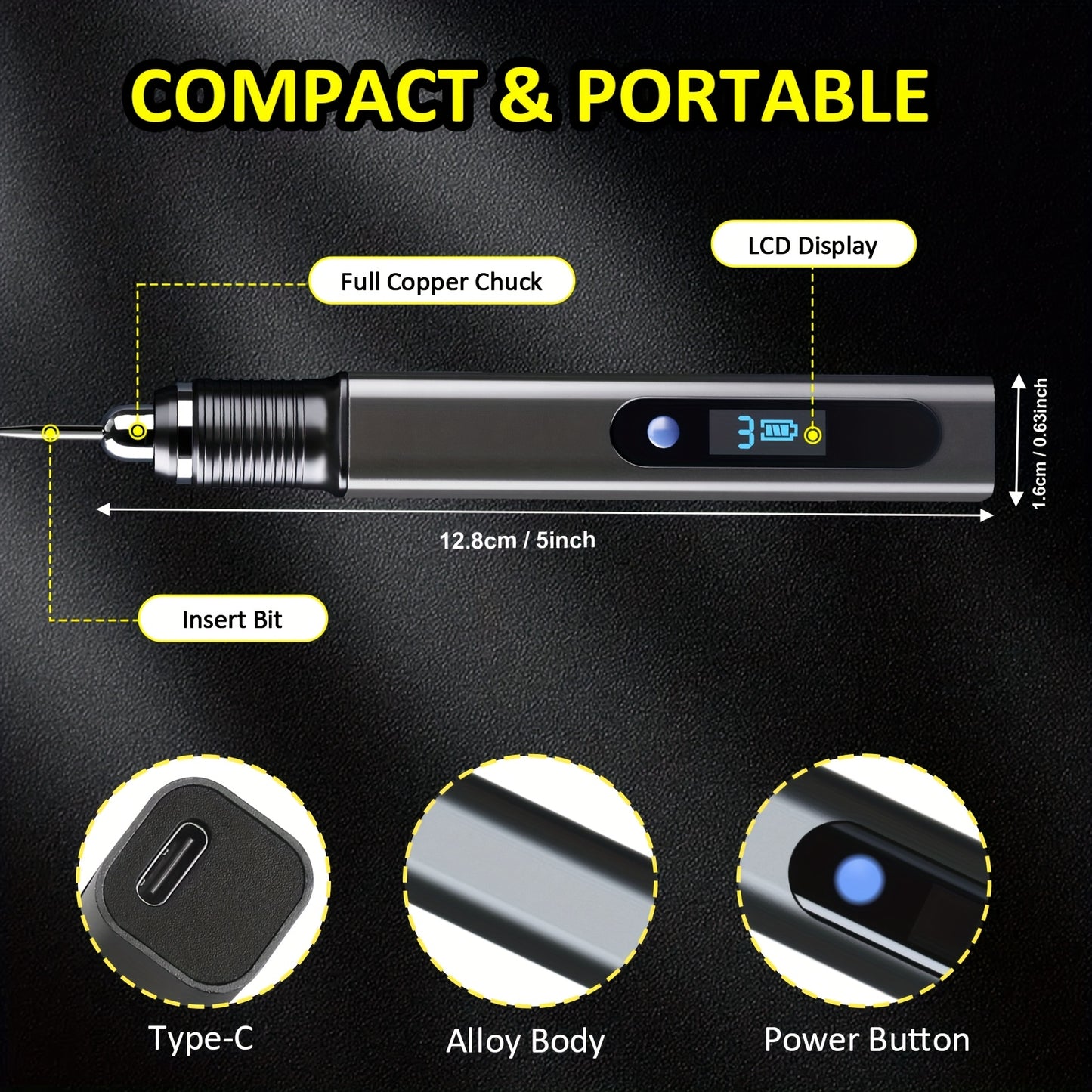 Stylo de gravure rechargeable, bois pour la gravure de bijoux et quotidien – vue principale