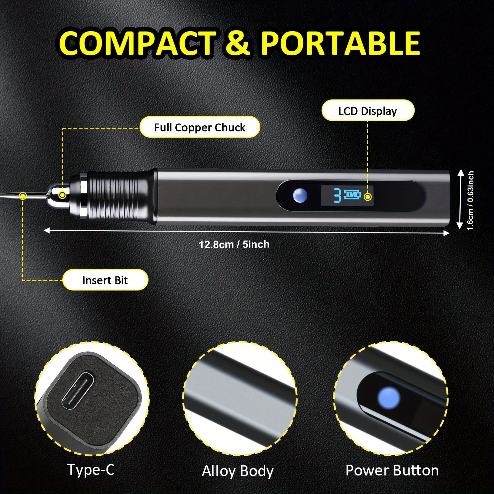 Stylo de gravure rechargeable, bois pour la gravure de bijoux et quotidien – vue principale