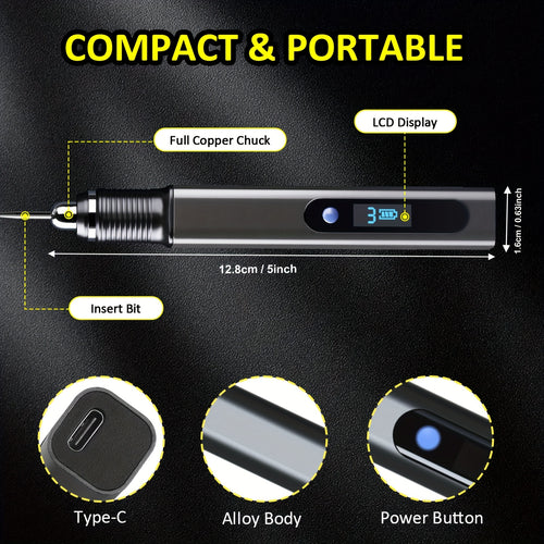 Stylo de gravure rechargeable, bois pour la gravure de bijoux et quotidien – vue principale