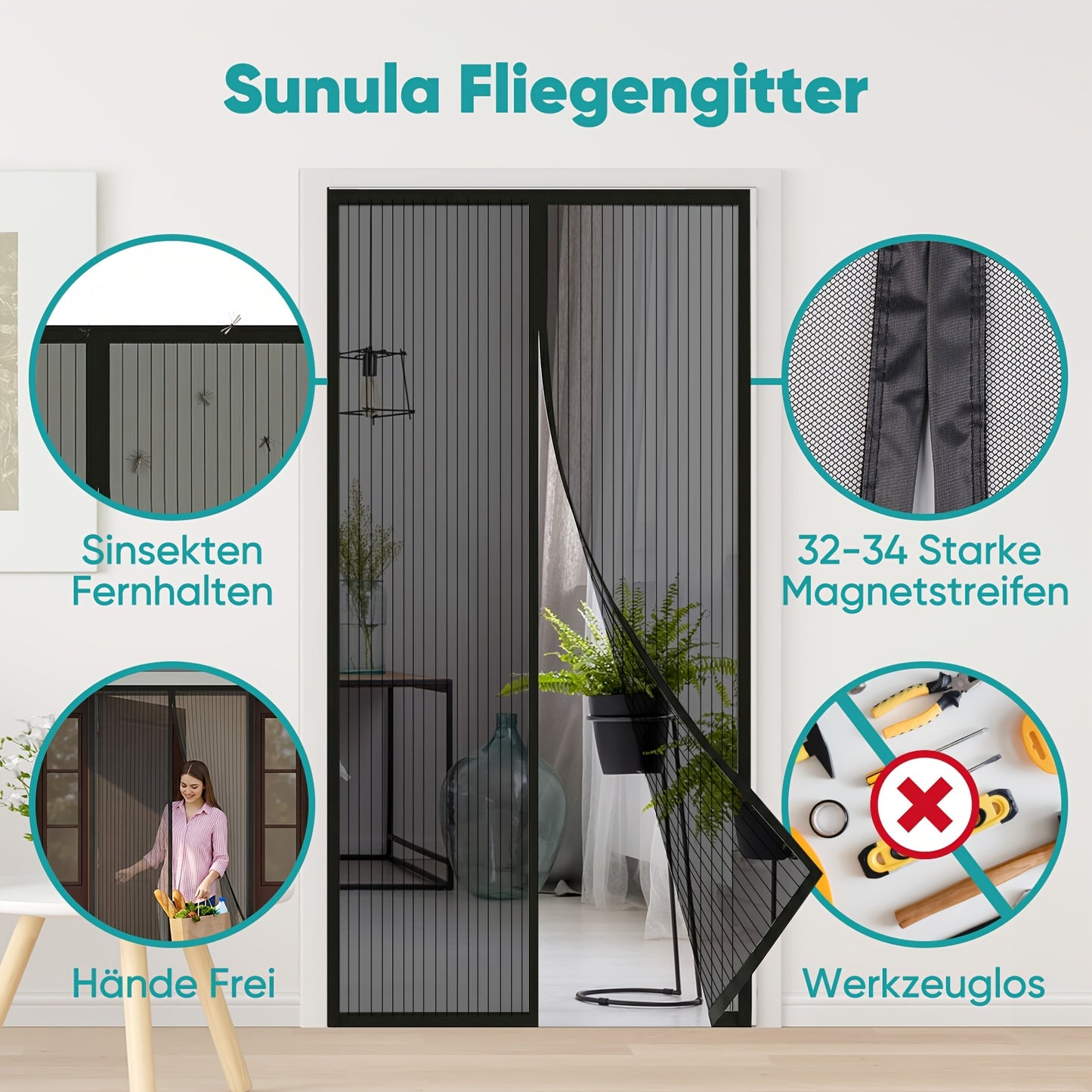 Sunula Moustiquaire Magnétique Tour pour jardin et terrasse – vue principale