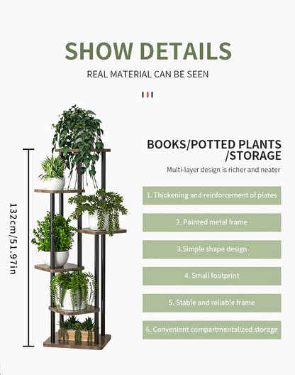 Support à plantes en bois, métal pour salon et maison – vue détaillée 13