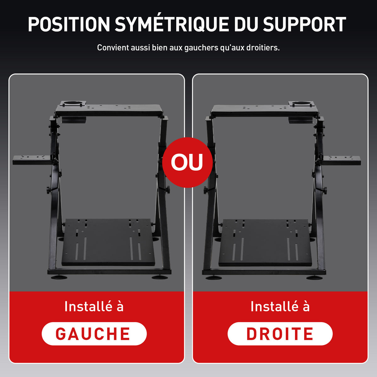 Support Volant, ROUGE pour Volant Gaming Retour de Force et quotidien – vue détaillée 3