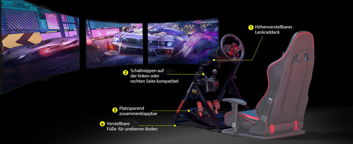 Support Volant, ROUGE pour Volant Gaming Retour de Force et quotidien – vue détaillée 20