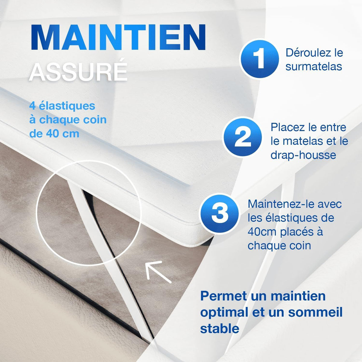 Surmatelas, 800 g pour chambre et lit – vue détaillée 14