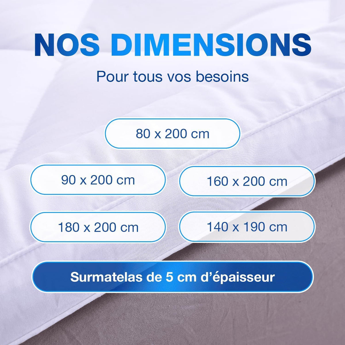 Surmatelas, 800 g pour chambre et lit – vue détaillée 17