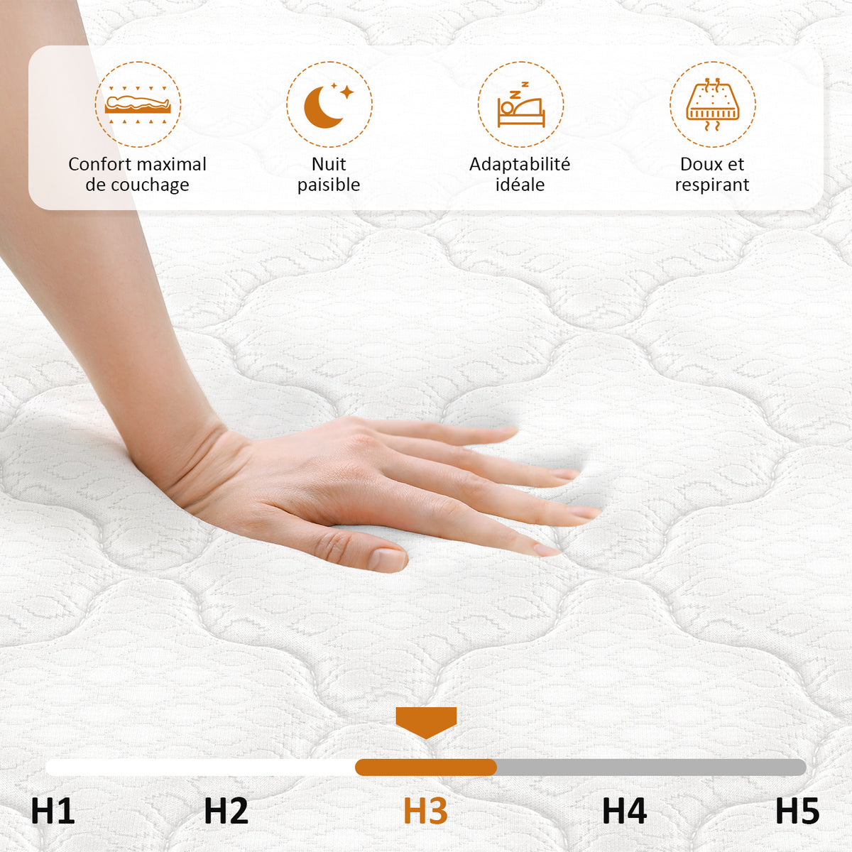 Surmatelas, blanc pour chambre et lit – vue détaillée 2