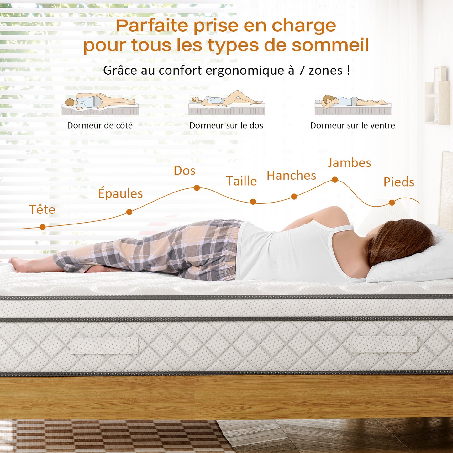 Surmatelas, blanc pour chambre et lit – vue détaillée 5