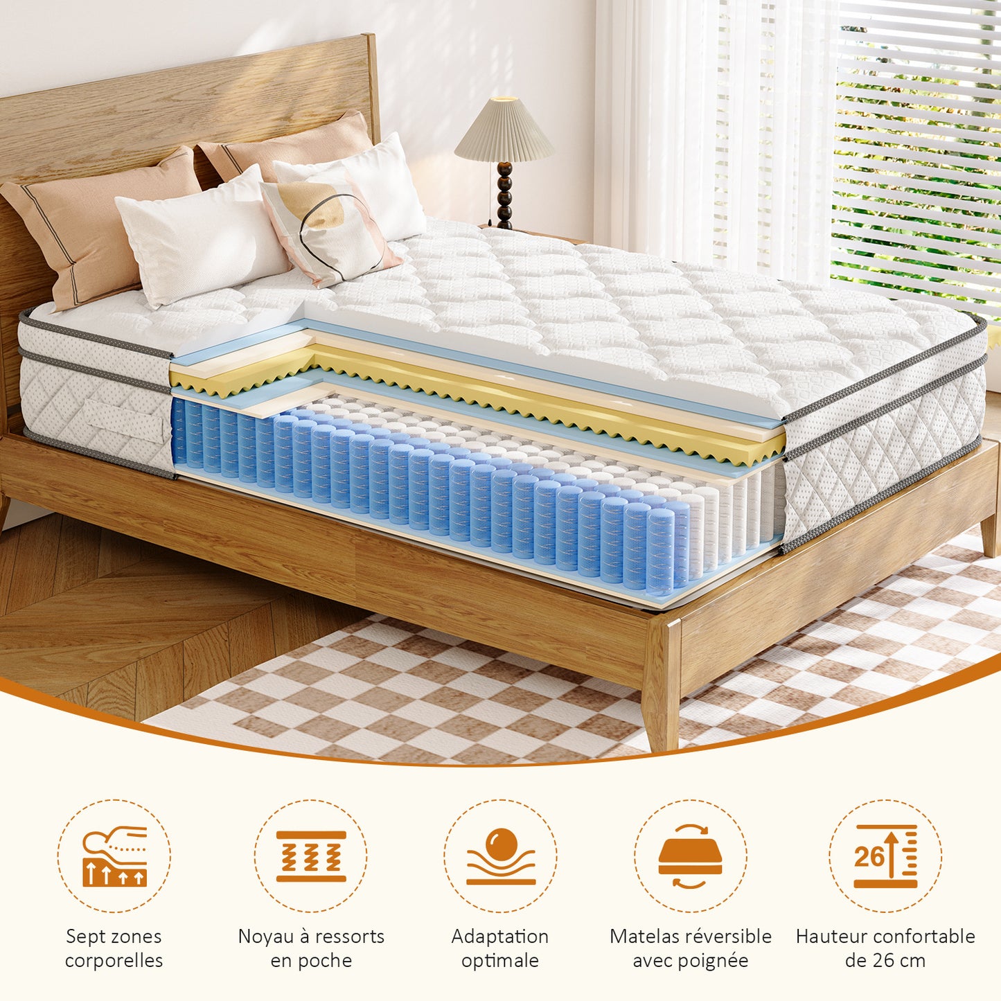 Surmatelas, blanc pour chambre et lit – vue détaillée 8