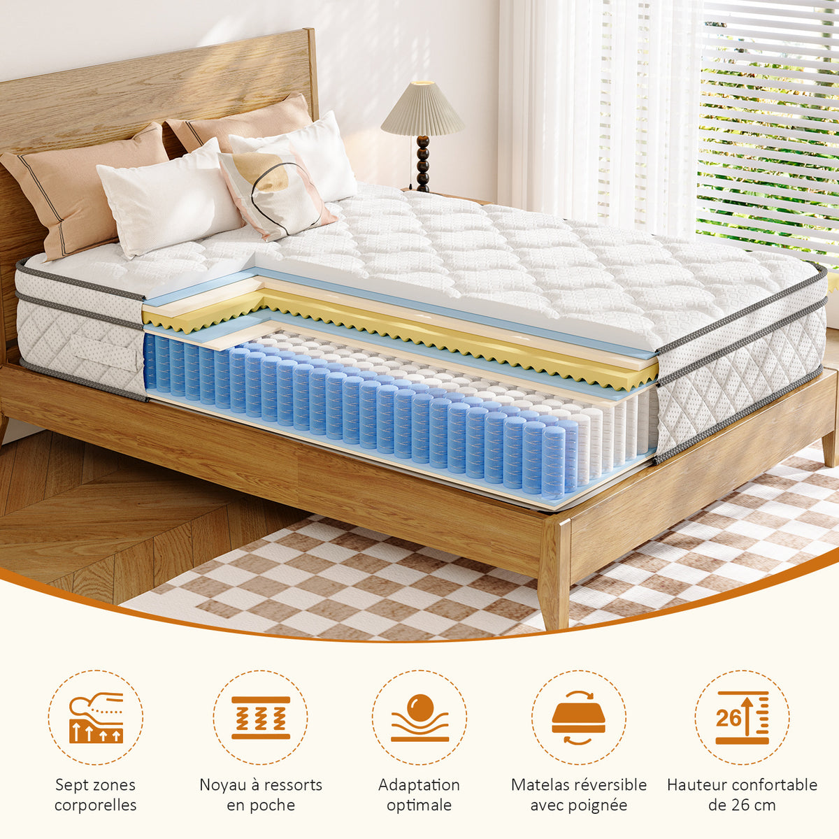 Surmatelas, blanc pour chambre et lit – vue détaillée 8