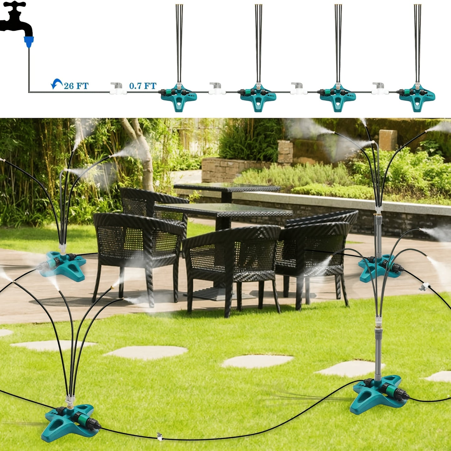Système de brumisation extérieure pour jardin et terrasse – vue détaillée 6