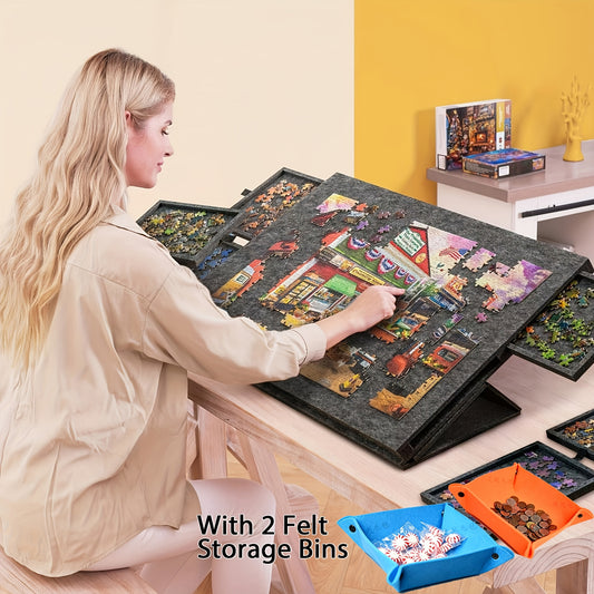 Table à puzzle, 1PC +6 Tiroirs +2 Boîte de rangement pour loisirs et projets créatifs – vue principale