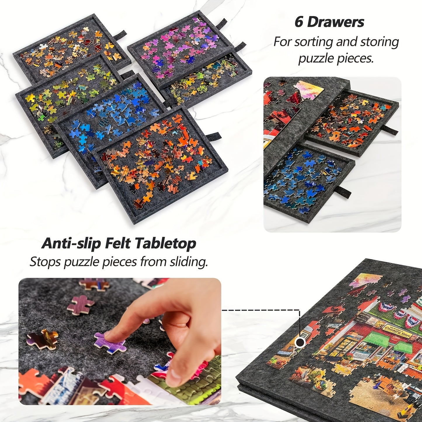 Table à puzzle, 1PC +6 Tiroirs +2 Boîte de rangement pour loisirs et projets créatifs – vue détaillée 4