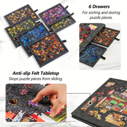 Table à puzzle, 1PC +6 Tiroirs +2 Boîte de rangement pour loisirs et projets créatifs – vue détaillée 4