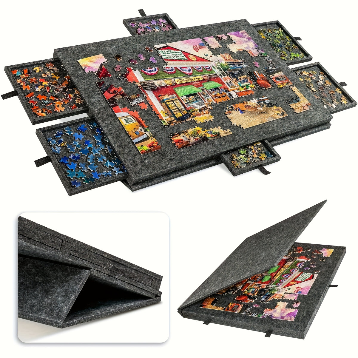 Table à puzzle, 1PC +6 Tiroirs +2 Boîte de rangement pour loisirs et projets créatifs – vue détaillée 6
