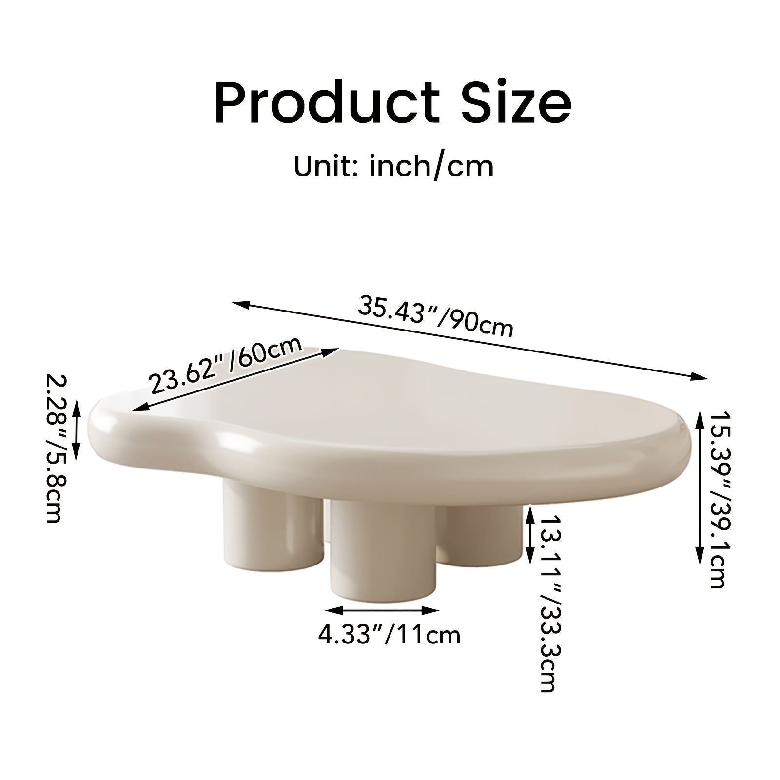 Table basse, Blanc crème pour salon et maison – vue détaillée 2