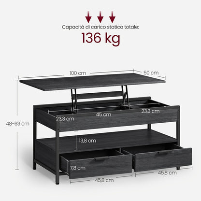Table basse, Gris Anthracite et Noir Encre pour salon et maison – vue détaillée 3