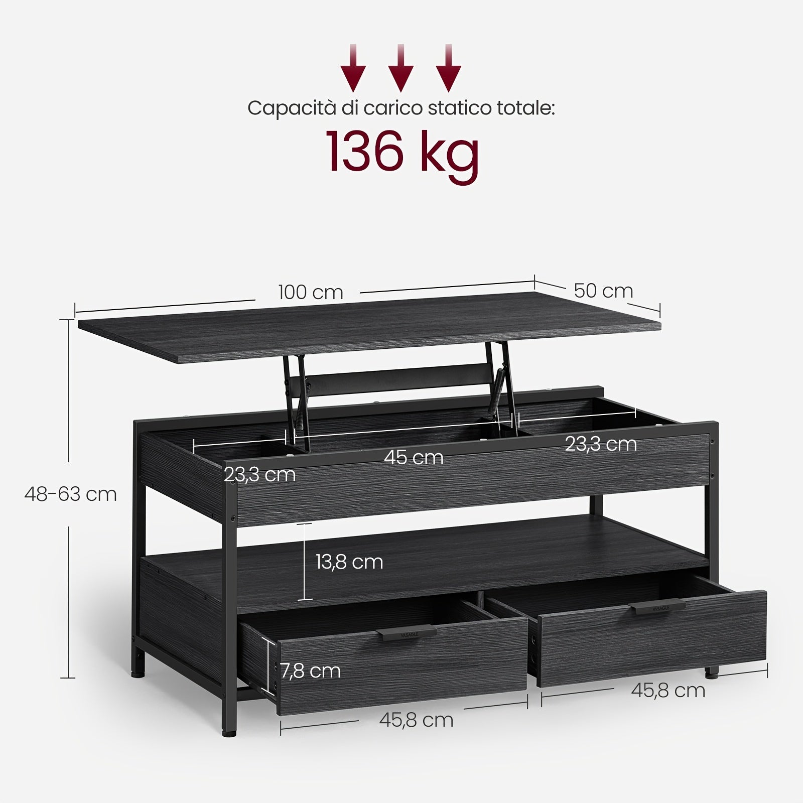 Table basse, Gris Anthracite et Noir Encre pour salon et maison – vue détaillée 7