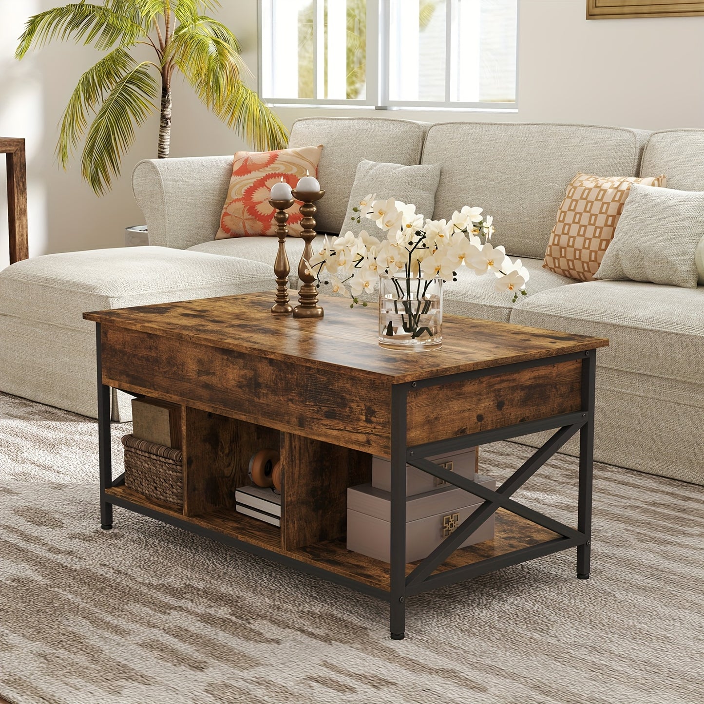 Table basse, Marron Chameau + Noir pour salon et maison – vue détaillée 4