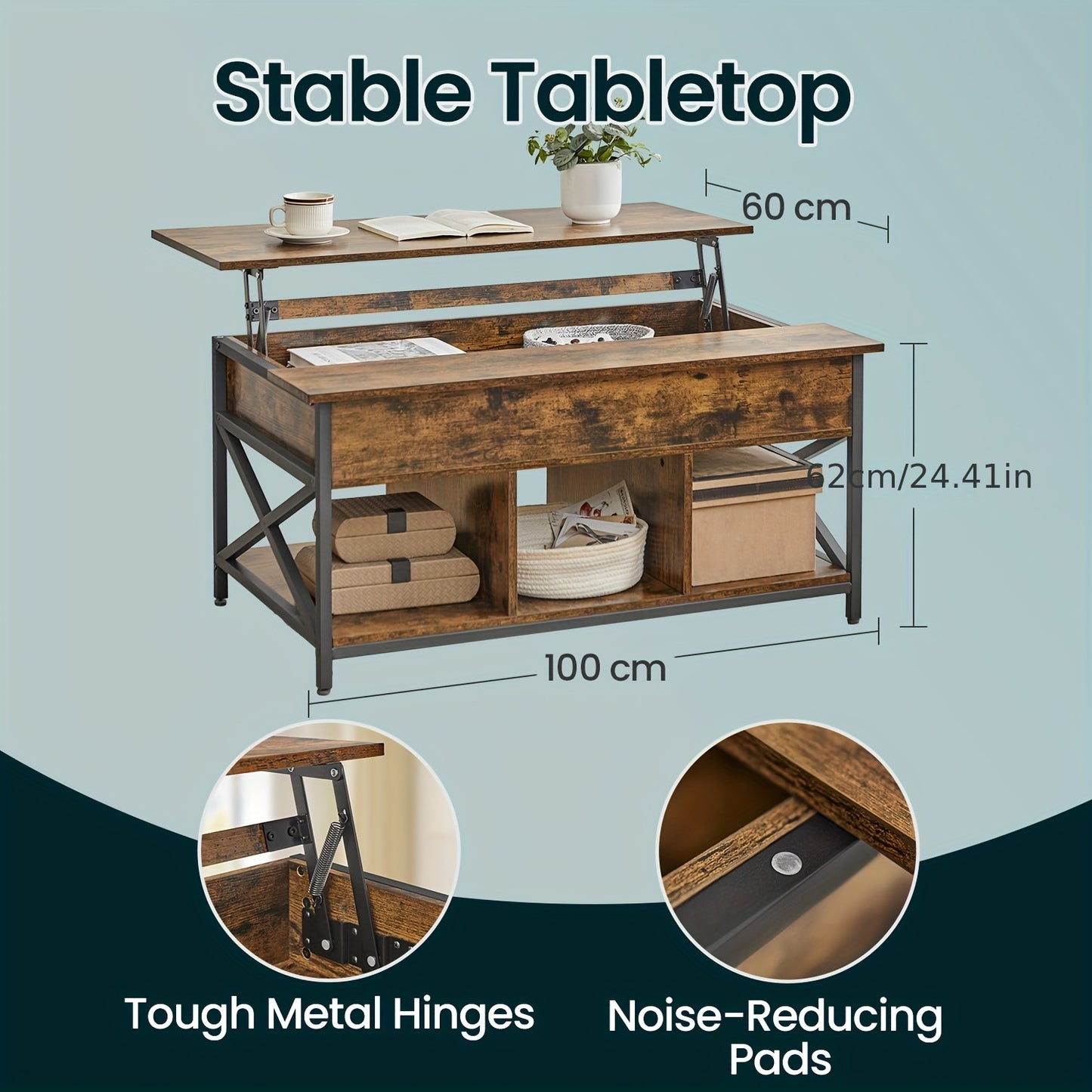 Table basse, Marron Chameau + Noir pour salon et maison – vue détaillée 5