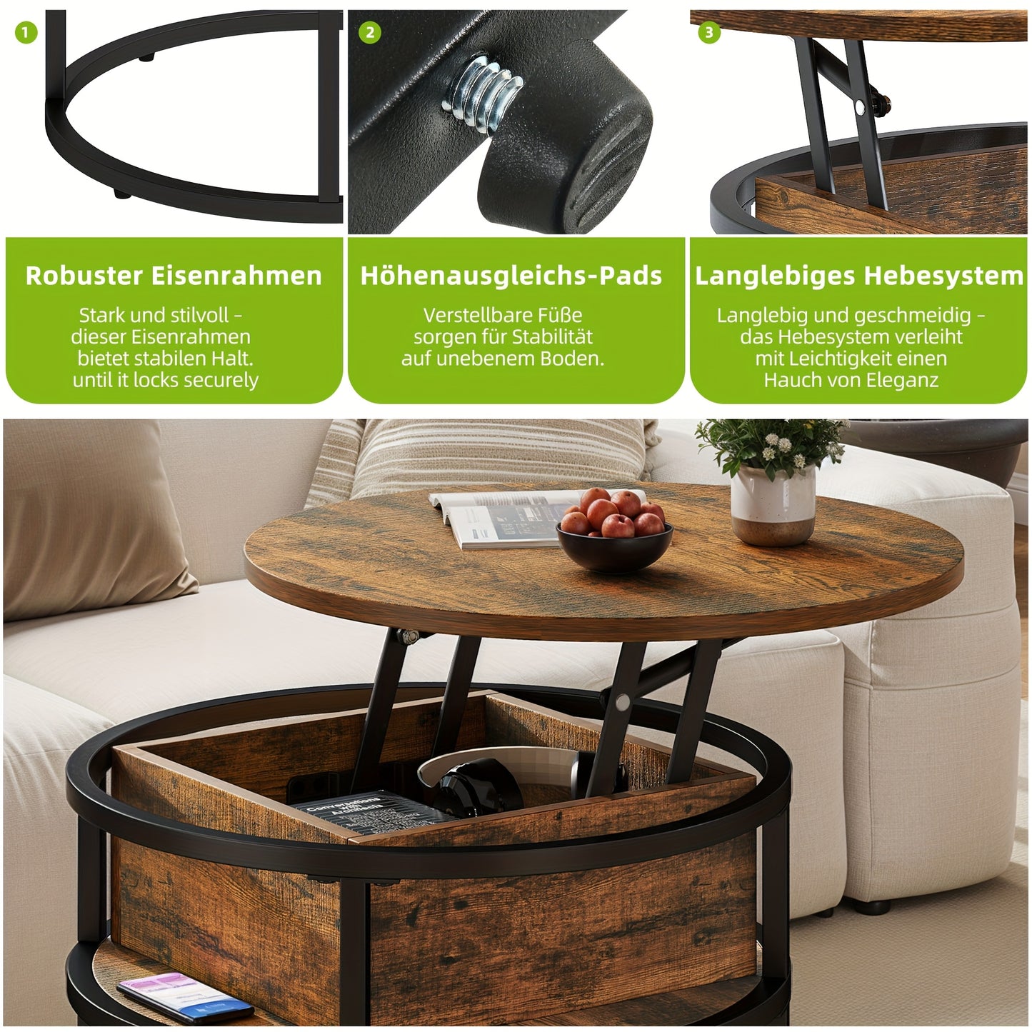 Table basse, réglable pour salon et maison – vue détaillée 2