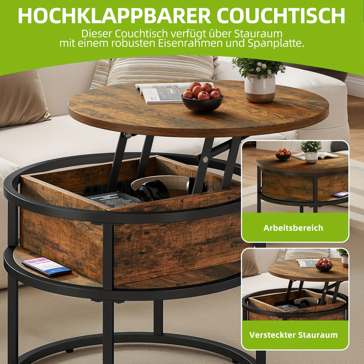 Table basse, réglable pour salon et maison – vue détaillée 6