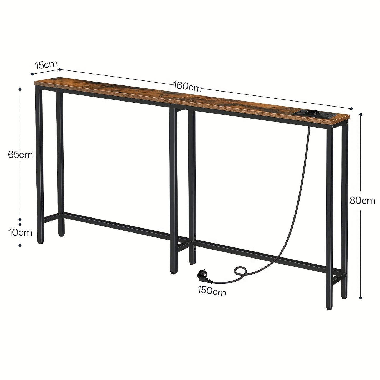 Table console d'entrée, Brun pour salon et maison – vue détaillée 3