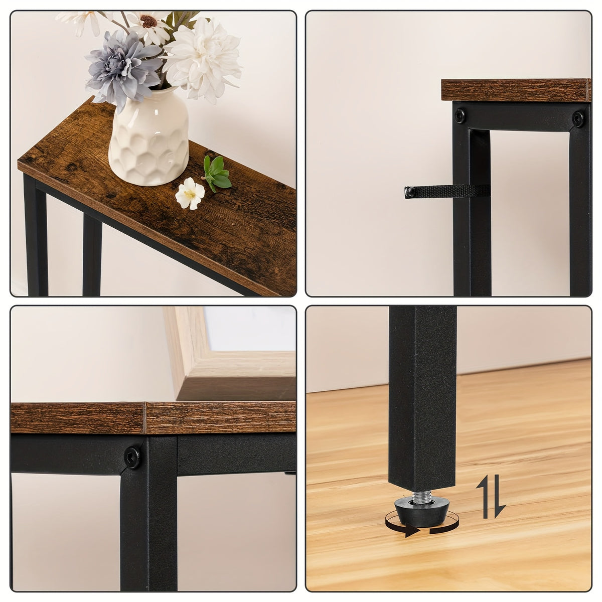Table console d'entrée, Brun pour salon et maison – vue détaillée 8