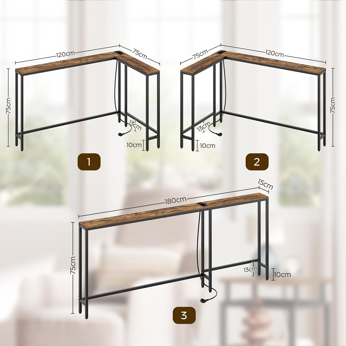 Table console étroite, 180 cm pour salon et maison – vue détaillée 3