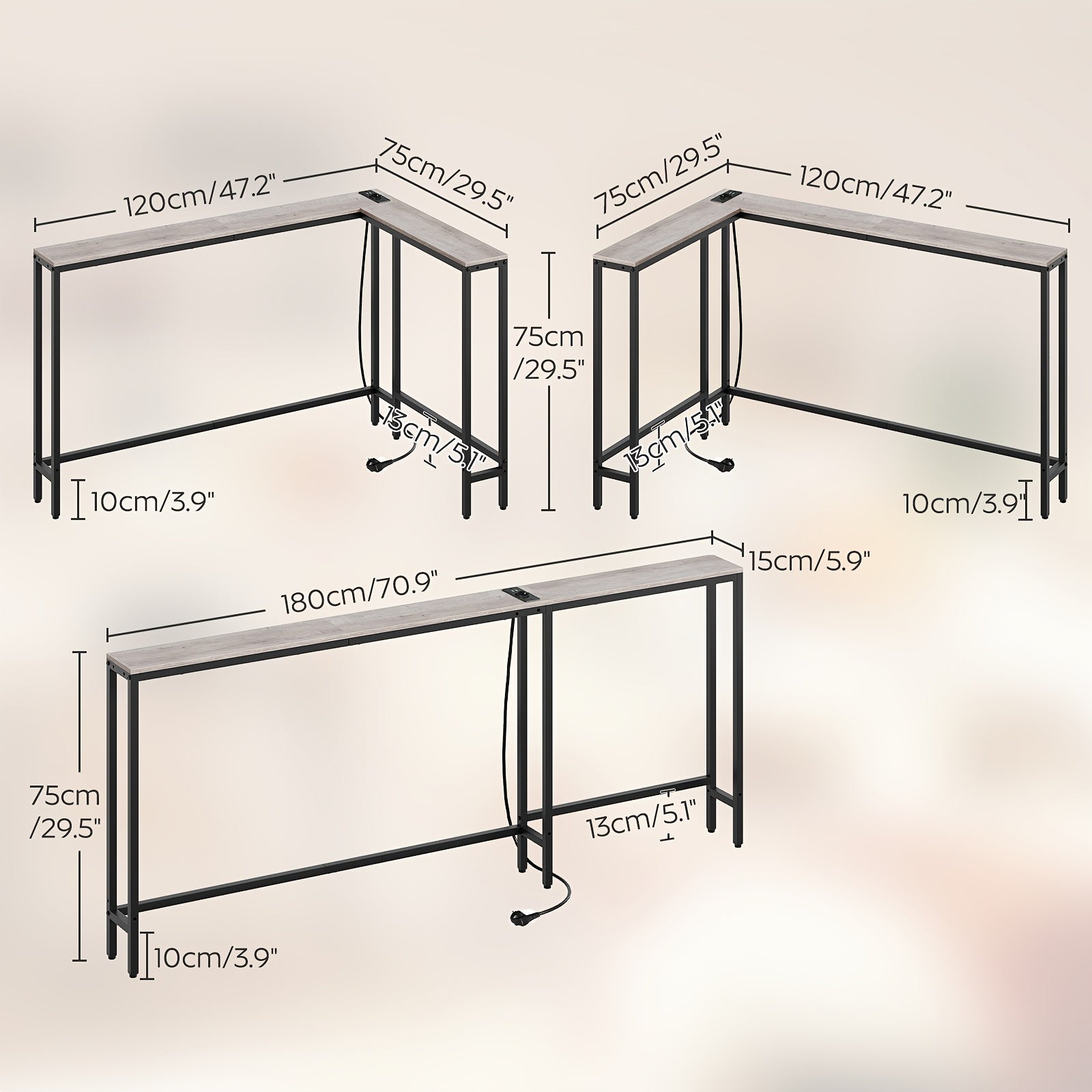Table console étroite, 180 cm pour salon et maison – vue détaillée 4