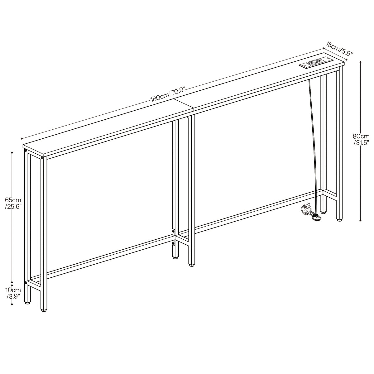 Table Console Etroite, Brun pour salon et maison – vue détaillée 3