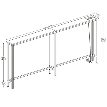 Table Console Etroite, Brun pour salon et maison – vue détaillée 3