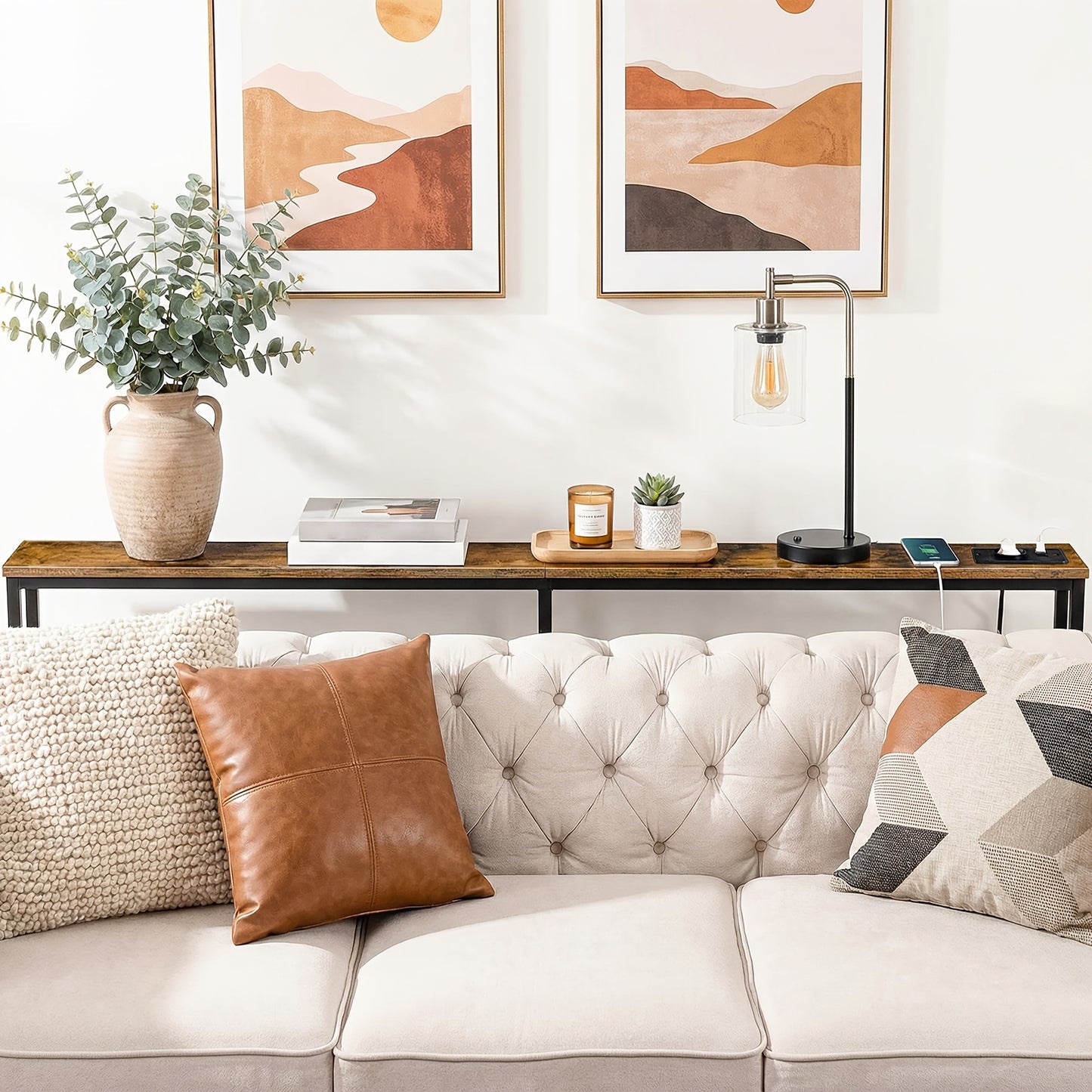Table Console Etroite, Brun pour salon et maison – vue détaillée 4