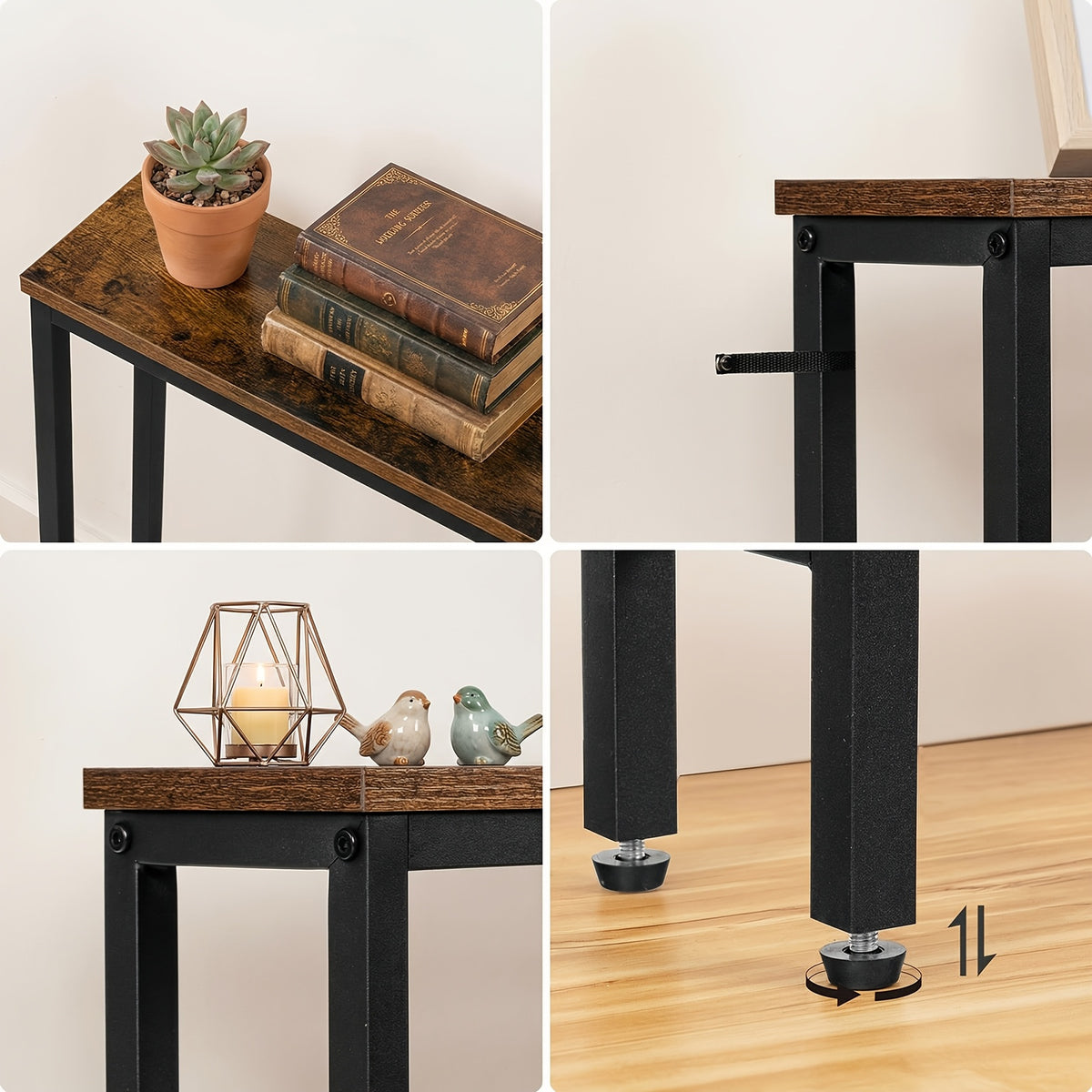 Table Console Etroite, Brun pour salon et maison – vue détaillée 8