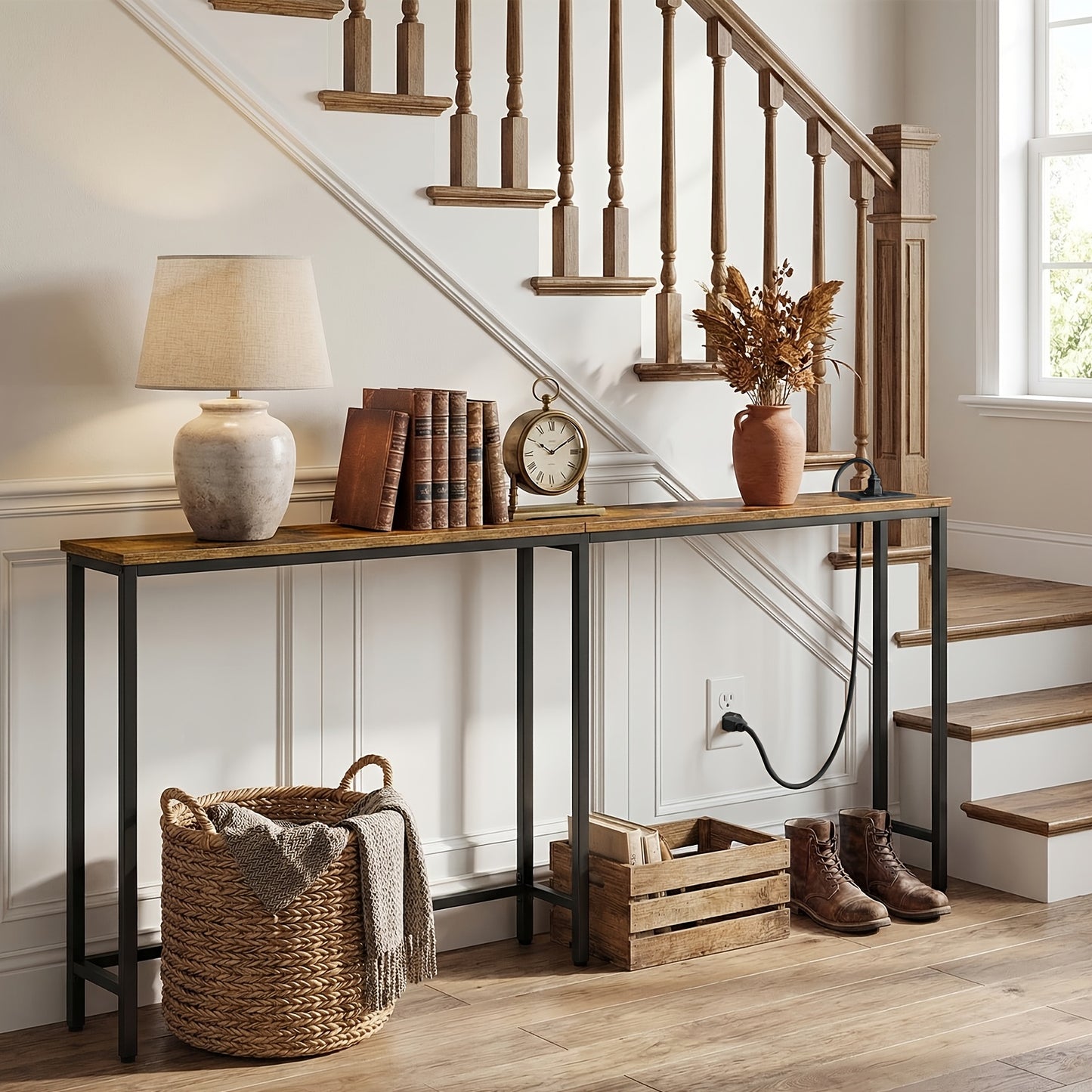 Table Console Etroite, Brun pour salon et maison – vue détaillée 10