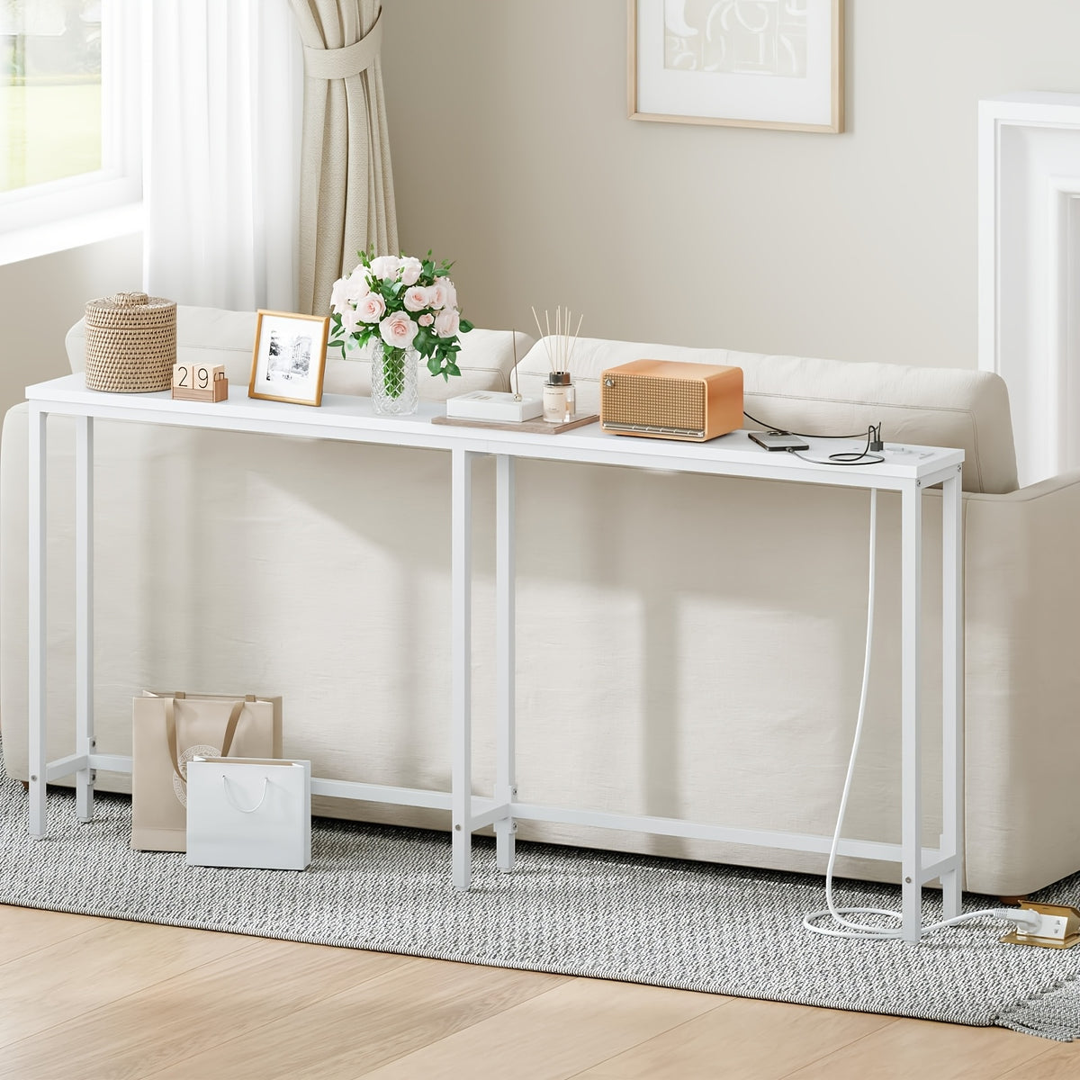 Table Console Etroite, Brun pour salon et maison – vue détaillée 11