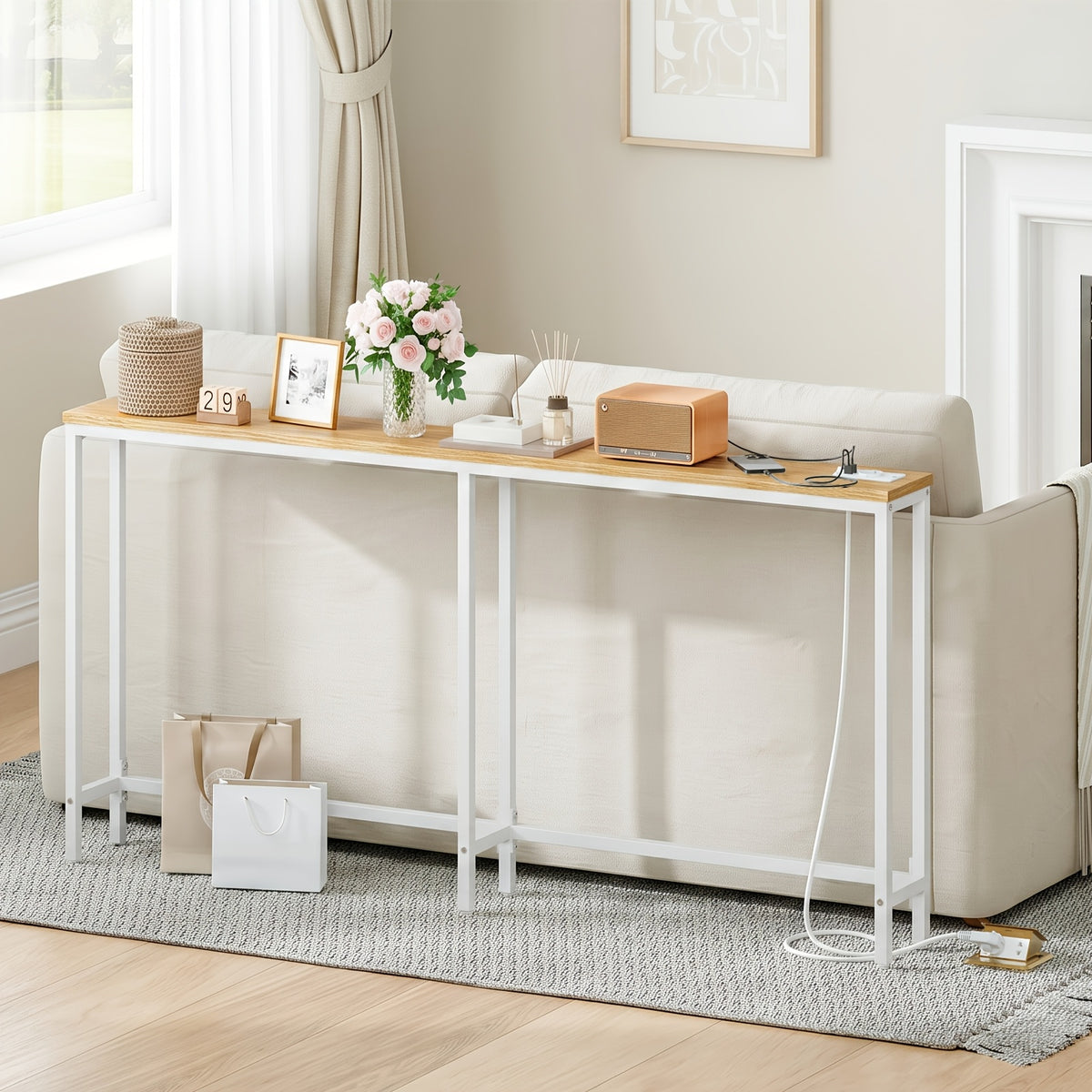 Table Console Etroite, Brun pour salon et maison – vue détaillée 12
