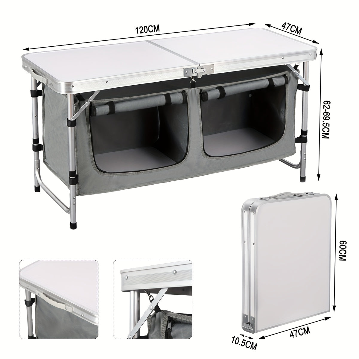 Table de camping, aluminium pour balcon et terrasse – vue détaillée 3
