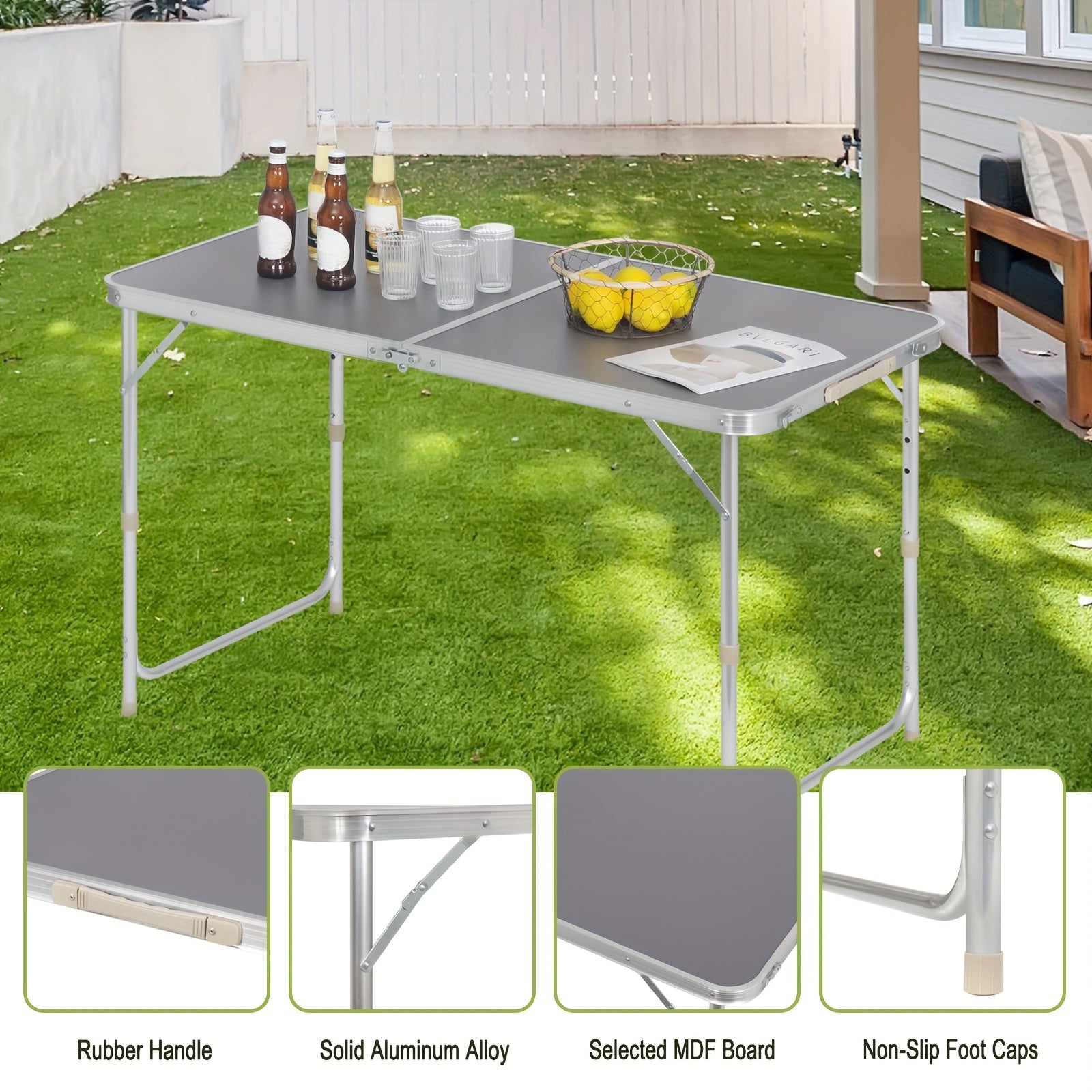 Table de camping, Gris pour jardin – vue principale