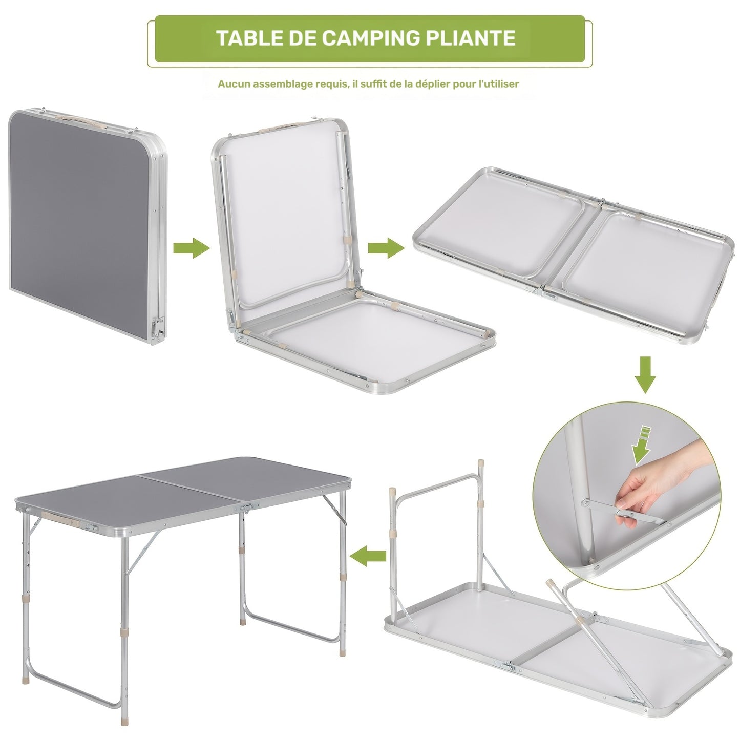 Table de camping, Gris pour jardin et terrasse – vue détaillée 3