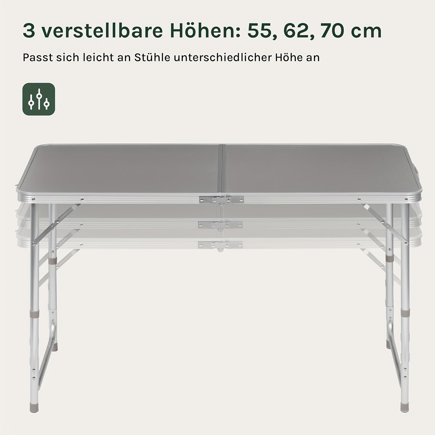 Table de camping, Gris pour jardin et terrasse – vue détaillée 5