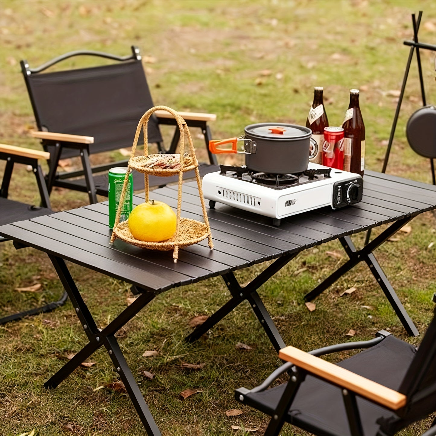 Table de camping, Noir pour jardin – vue détaillée 3