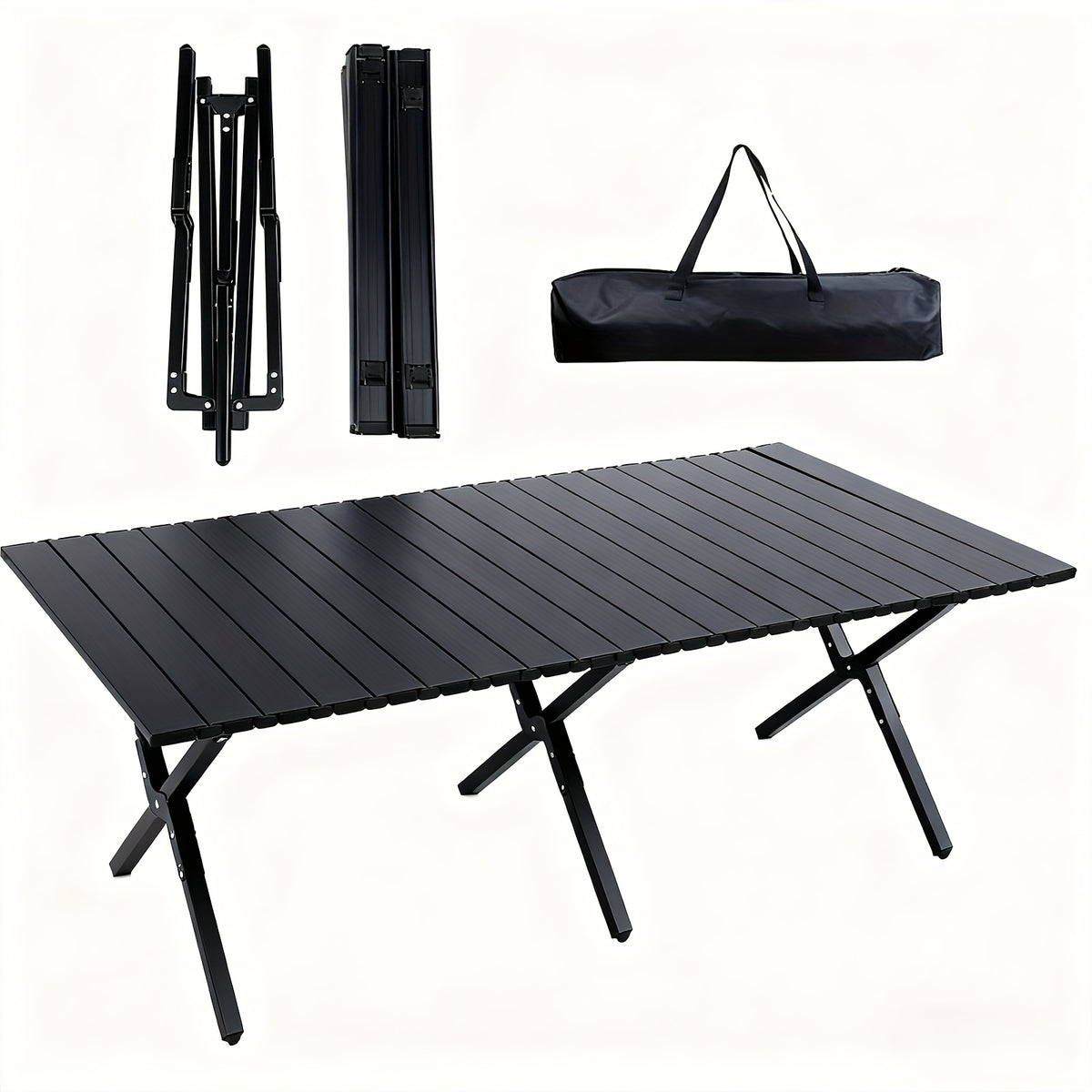 Table de camping, Noir pour jardin – vue détaillée 6