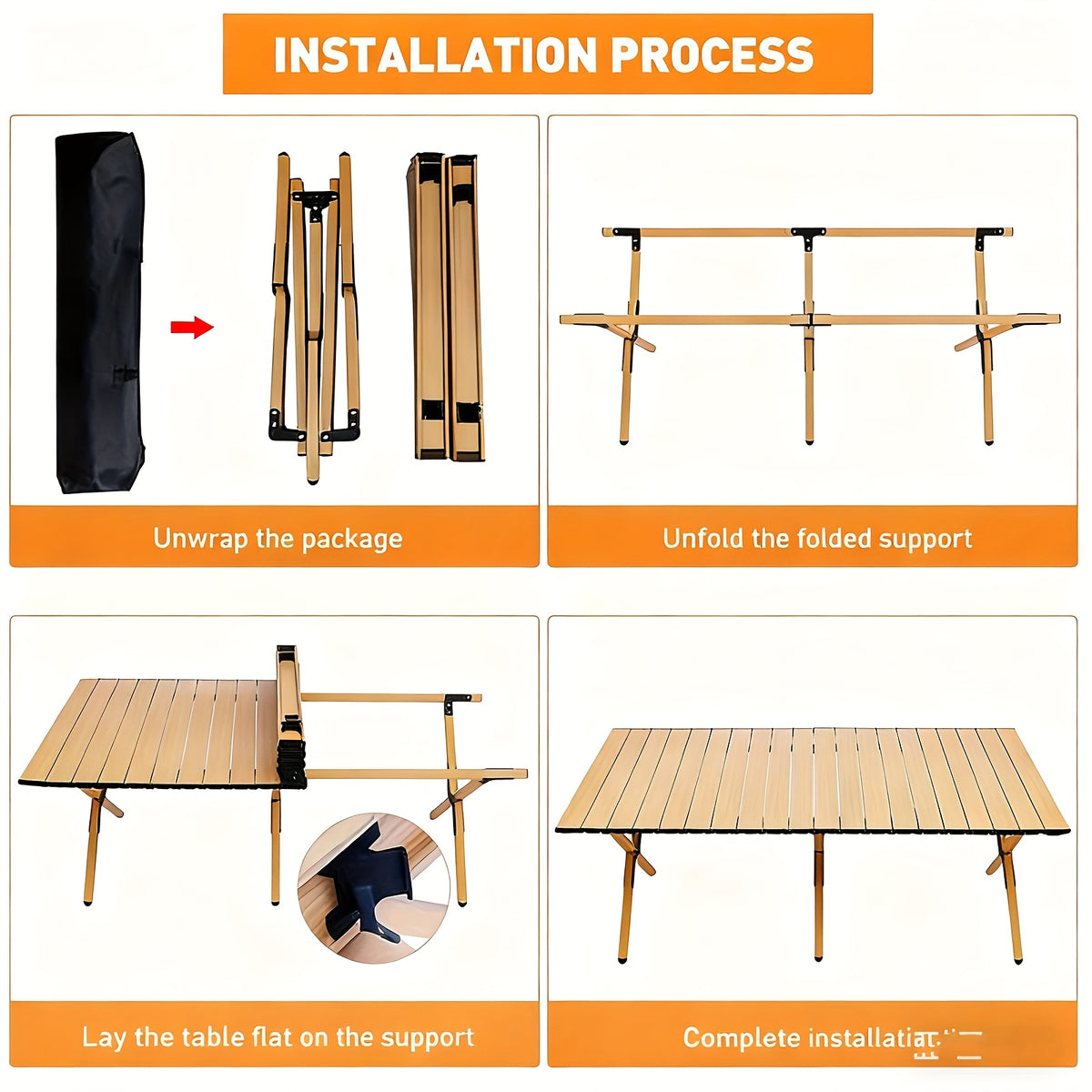 Table de camping, Noir pour jardin – vue détaillée 7